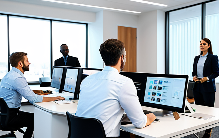 A diverse team of professionals collaborating seamlessly in a modern, hybrid workspace. Some individuals are seated at sleek office desks with computers, while others are visible on large, transparent holographic screens, symbolizing global remote presence and diverse locations. The environment is bright, organized, and technologically advanced, with subtle lines indicating data flow and connectivity. All subjects are fully clothed in professional business attire, demonstrating appropriate content. The image emphasizes a professional, family-friendly atmosphere with perfect anatomy, correct proportions, natural poses, well-formed hands, and proper finger counts. High-quality corporate photography, safe for work.